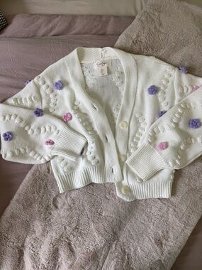 Jessica Simpson Cream Knit Cardigan with Cable Details